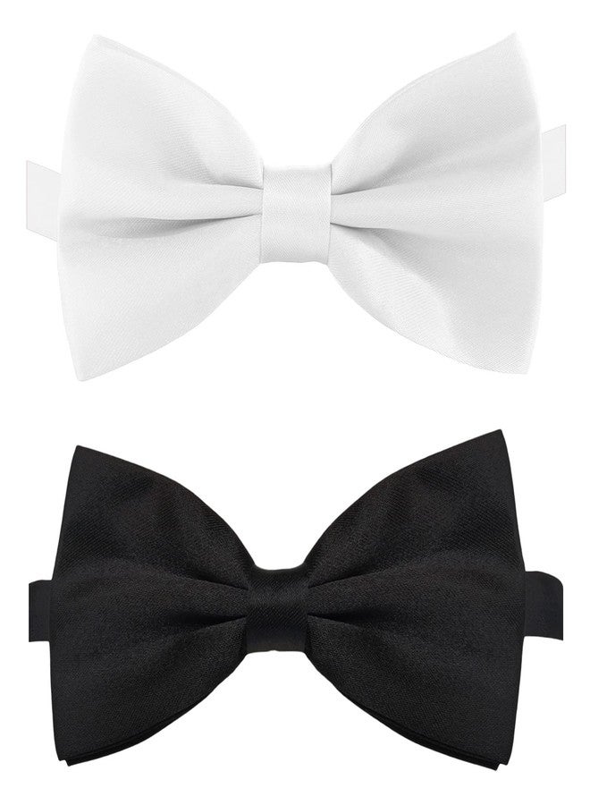 Koolmox Dog Bow Tie for Large Dogs, KOOLMOX Adjustable Formal Dog Bowtie Collars for Medium Large Pet Cat Dog Christmas Wedding Birthday Graduation Holiday Homecoming Grooming Neck Bows, 2-Pack Black & White - Image 1